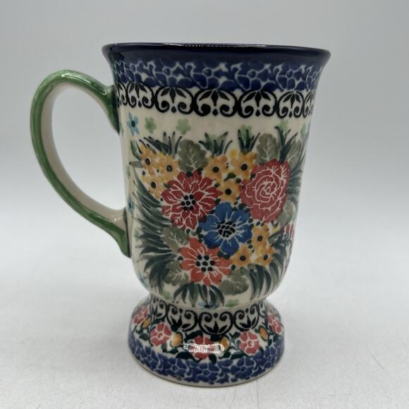 Unikat Other - Unikat Poland Teresa Liana #3247 Footed Floral 8 oz. Coffee MugFloral Blue Pink